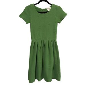 Ganni Solid Day Green Textured Fit & Flare Mini Dress Size XS
